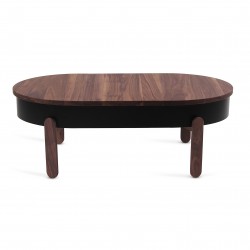 Table basse ovale avec rangement - Noyer et noir