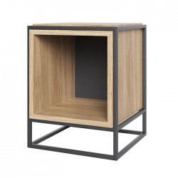 Table d'appoint et chevet noire et bois - Boxer caisson