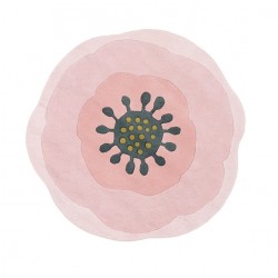 Tapis rond - Fleur rose