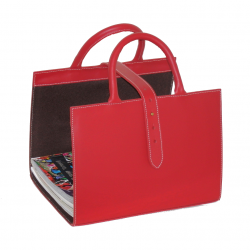 Porte revues en cuir - Rouge