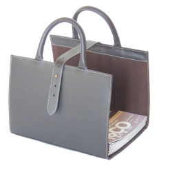 Porte revues en cuir - Gris