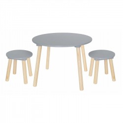 Ensemble table et chaises en bois - Gris