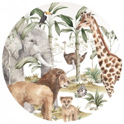 Sticker mural rond - Jungle