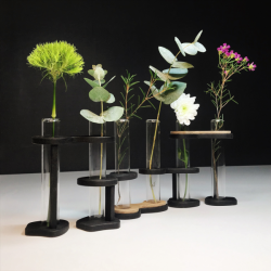 Soliflores articulés en bois et verre