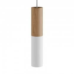 Suspension tube en bois et métal - Blanc