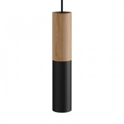 Suspension tube en bois et métal - Noir