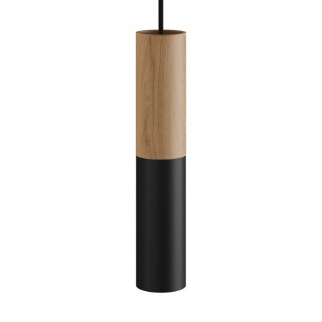 Suspension tube en bois et métal - Noir