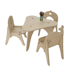 1 table et 3 chaises - Baleine, Eléphant et Monstre