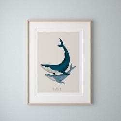 Affiche - Maman baleine et son enfant