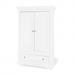 Armoire penderie double à tiroir - Blanche