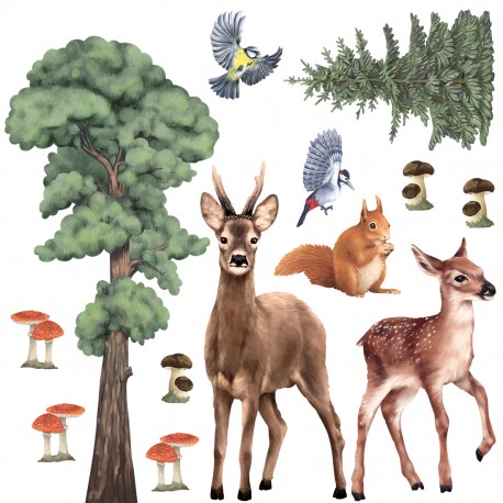 Planche de stickers - Animaux de la forêt 2 - Deco Family