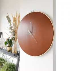 Grande horloge en cuir - Cognac