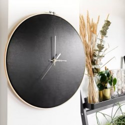 Grande horloge en cuir - Noir