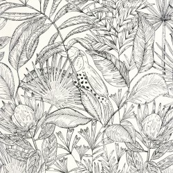 Papier-peint vinyle - Jardin de Bel Air Blanc cassé
