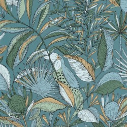 Papier-peint vinyle - Jardin de Bel Air Bleu Canard