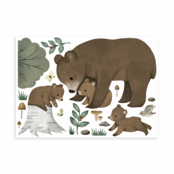Sticker mural XL - Famille ours