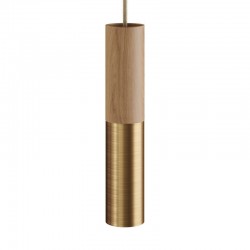 Suspension tube en bois et métal - Blanc