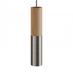 Suspension tube en bois et métal - Gris