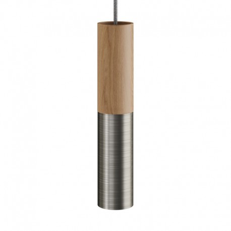 Suspension tube en bois et métal - Gris