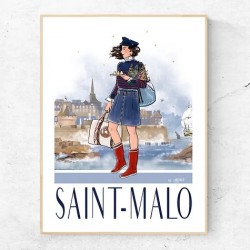 Affiche Saint-Malo - Illustration Madame