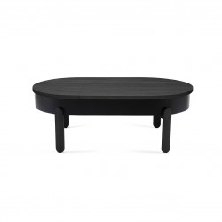 Table basse ovale avec rangement - Chêne et noir
