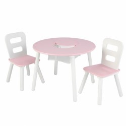 Table et chaises - Blanc et rose